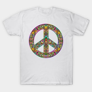 colorful decorated peace symbol T-Shirt